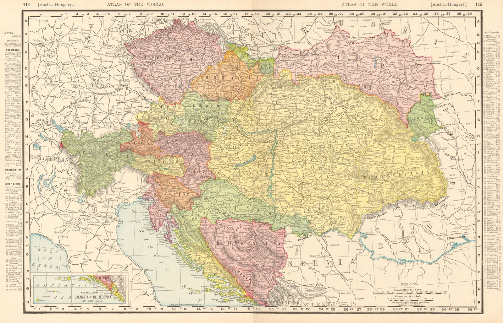 Austria-Hungary. Tyrol Bohemia Galicia Bosnia Croatia. RAND MCNALLY 1906 map